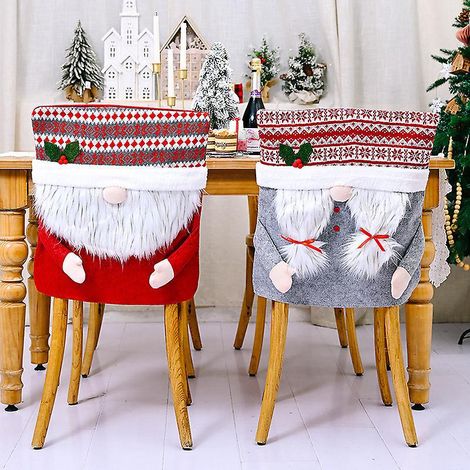 lot De 2 Housses De Chaise De Nol En Forme De Vieil Homme Barbu, 48 X 55 Cm, Dcoration De Chaise De Nol Crative (1/4)
