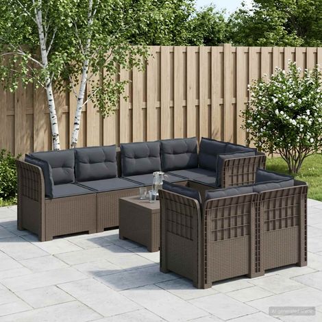 vidaXL Canapé de Jardin 7 Places avec Coussins Look Rattan PP (1/5)