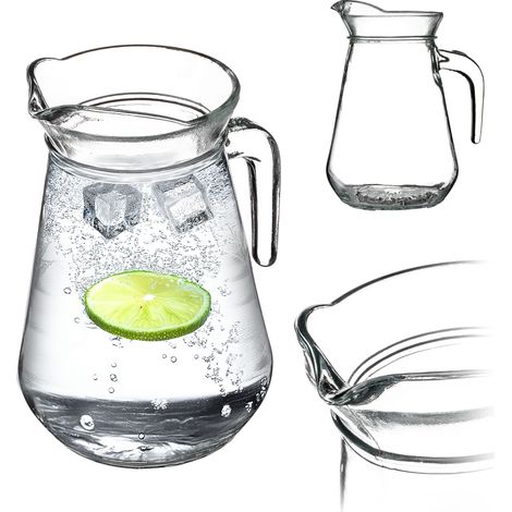 KADAX Krug, Glaskanne, Glaskrug mit Auslauf und handlichem Griff, 1.3L