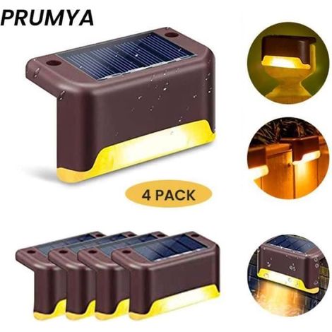 PRUMYA Solarleuchten für den Zaun - Wasserdichte Außenleuchten für Treppen, Zäune und Terrassen - Set von 4