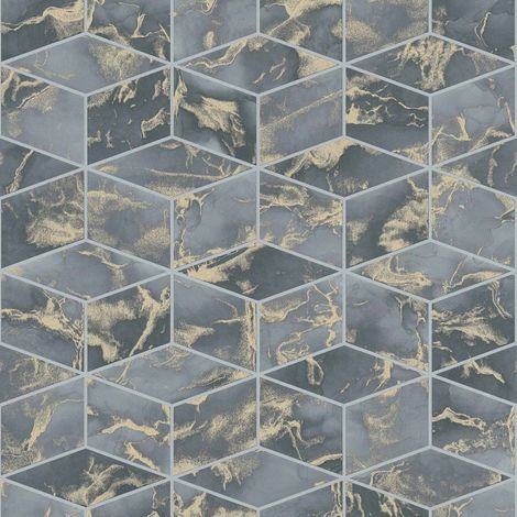 BRICOFLOR Papier peint Gris | Papier peint Carreaux de ciment & Carrelage, Graphique & Géométrique - 10,05 x 0,53 m (1/5)