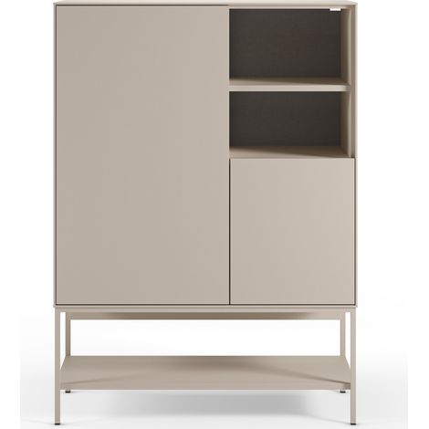 Buffet haut 2 portes 2 niches beige 90 cm - Zara