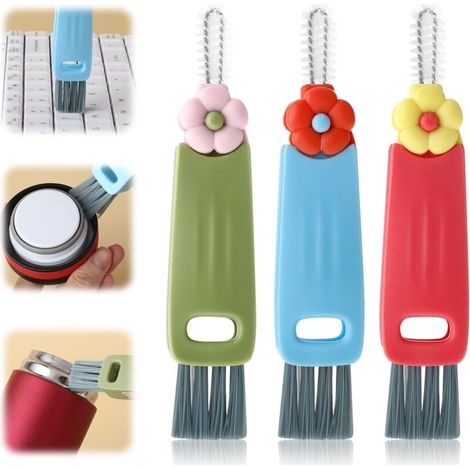 Set di 3 spazzole per la pulizia del coperchio della tazza 3 in 1, spazzola multifunzionale per la pulizia delle fessure, spazzola per la pulizia del coperchio della tazza (1/4)