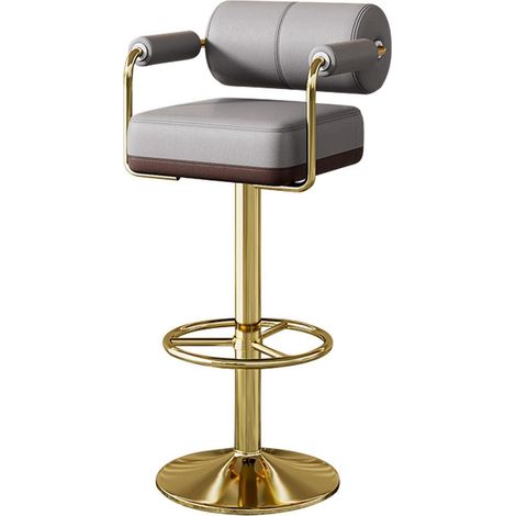 Barhocker Set höhenverstellbar mit Lehne & Armlehne, 360° drehbar, gepolstert, grau (1/5)