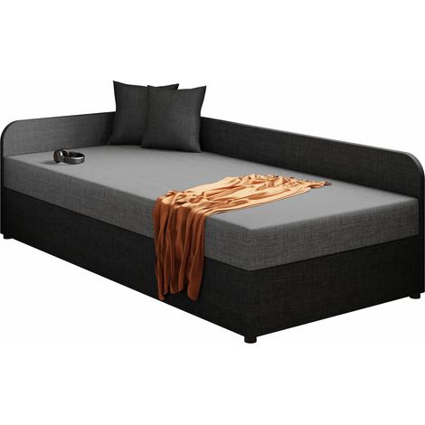 Cama Noma, A la izquierda, Individuales, 90x200, Tapiz, Somieres, 95x205x60cm, Muebles ya montados
