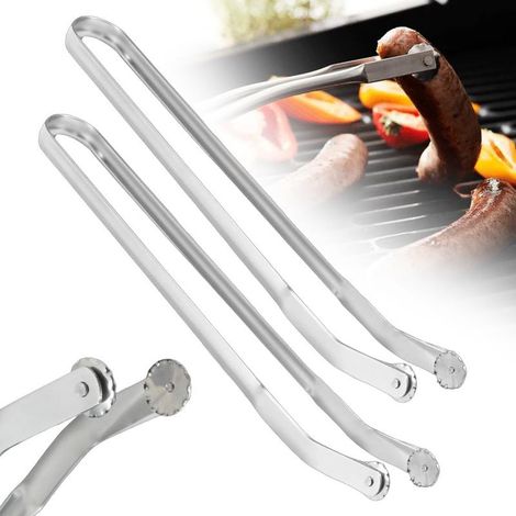Pince Barbecue Roulette, Pince Retourne Saucisse, Pince Barbecue Longue 39.5cm, Pince Cuisine Inox, Pince à Grillade, Pince a Barbecue, Pince Barbecue Grill Up, Accessoires de Gril (2PCS (1/5)