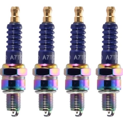 4 pezzi di candele di ricambio A7TC blu per ciclomotori, go-kart, ATV e scooter da 50 cc, 70 cc, 90 cc, 110 cc e 150 cc.