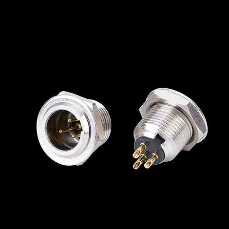 Mini-robinet de connexion de fil mâle Canon Mini 3 broches avec tête et écrou en métal nickelé. (1/5)