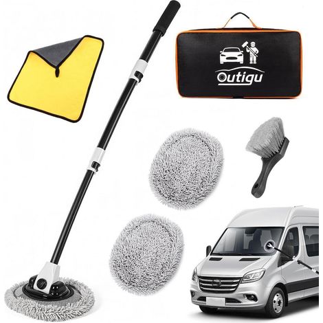 Autowaschbürste mit Teleskopstiel, 3-in-1-Reinigungsset für Auto, LKW, Haushalt (1/5)