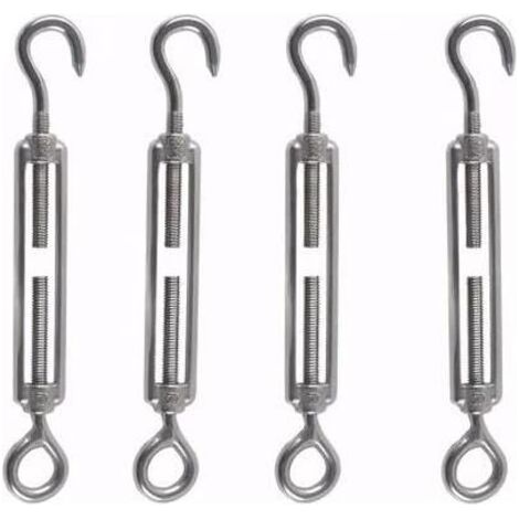 M6 Tendeur fil a Linge Inoxydable 304 4pcs Réglable de Fil Utilisé pour le d'acier l'antenne Corde à Chaîne Décoration jardin Fixation voile solaire - (1/5)
