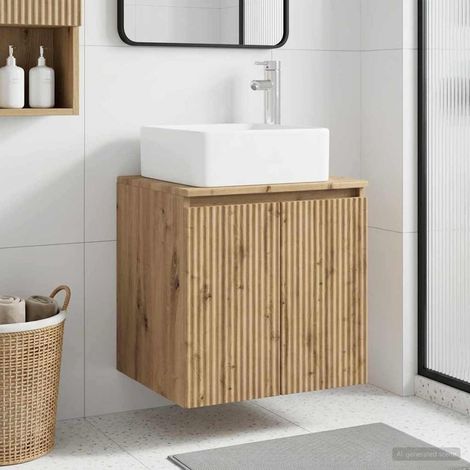 Vanidad con Lavabo de Pared Roble Artesanal 49,5 x 41 x 63 cm