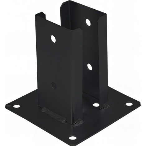 Pied de poteau fendu carré galvanisé noir à visser - 91 x 150 x 2,0 mm (1/5)