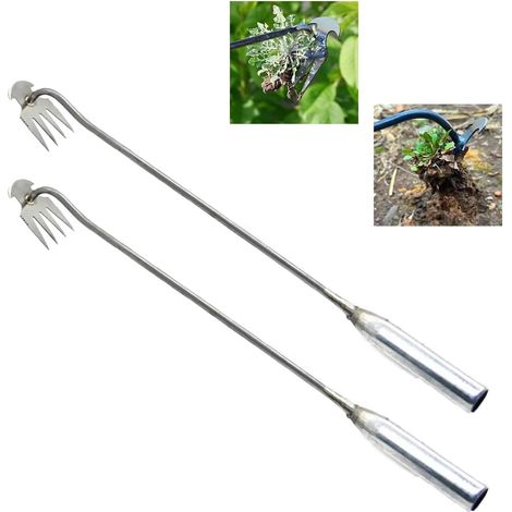 Steel Manganese Forged Weeder,Garden Weeding 4 Tooth Weed Puller Tool,Manual Weed Rake Tool,Weed Removal Tool (1/5)