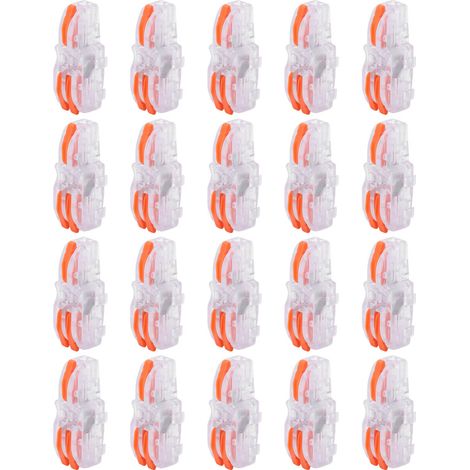 20 connecteurs rapides pour fils, 1 entrée, 2 sorties, bornier transparent de type T pour conducteurs SPL-F12 (orange) (1/5)