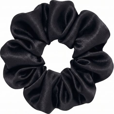 Chouchou en soie, bandeau pour cheveux, mûrier 6A noir, taille M premium (1/5)