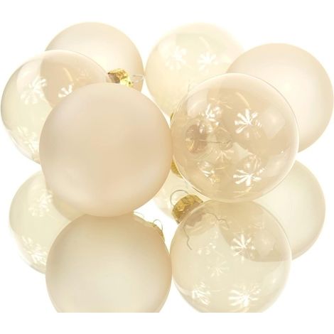 Christbaumkugeln Champagner transparent Ø 6 cm aus Glas - 6er Set (1/4)
