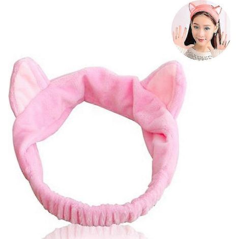 Diademas con orejas de gato, diadema elástica para mujer, diadema para lavado facial y spa, diadema lavable para maquillaje, regalo de Navidad, se adapta a todas las cabezas. (1/5)