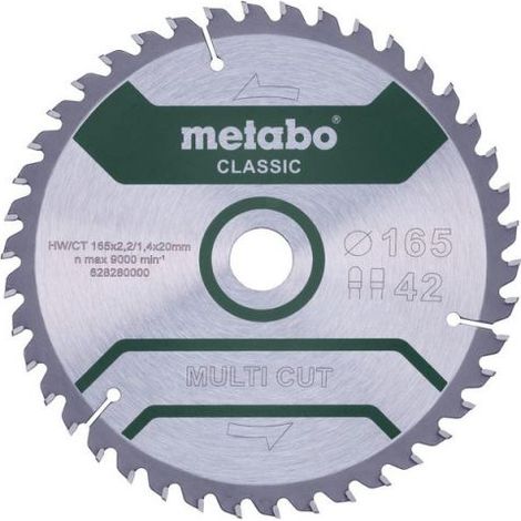 METABO Sägeblatt "multi cut - classic", 165x2,2/1,4x20 Z42 FZ/TZ 5° (628280000)