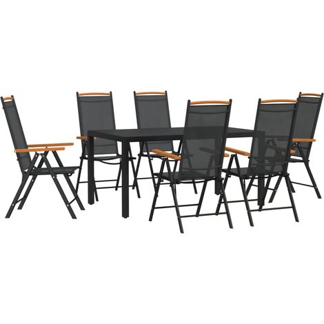 Maison Exclusive - 7-tlg. Garten-Essgruppe Schwarz Aluminium