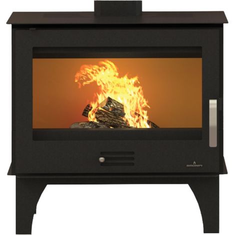 Bronpi – Poêle à bois 13 kW – Volume de chauffe 313 m³ – Longueur max de bûche 60 cm – Rendement 79% – Sortie des fumées supérieure