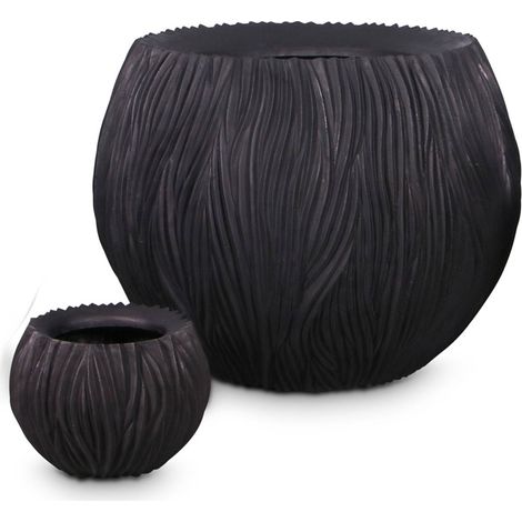 Bac plastique & particules métal Ø45cm H35cm Ext. chaudron noir vague - dimhaut: H 35 cm - couleur: Noir