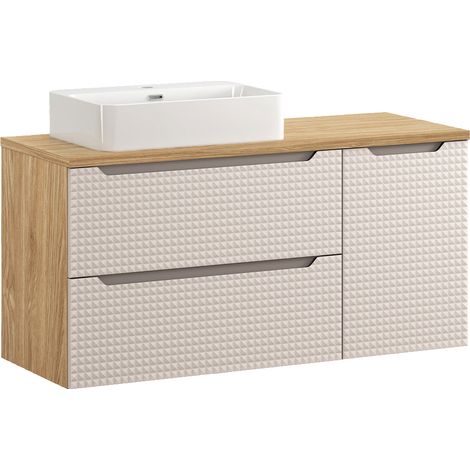 Mobile bagno con lavabo Mallory beige e marrone 120cm