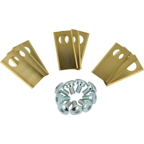 vhbw 9x Blade Replacement for Worx WA0176 for Cordless Lawnmower - Cutter Blades, Silver Gold, steel (titan coating)