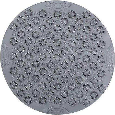 Tapis de douche rond antidérapant 55 x 55 cm avec ventouses en PVC et trous de drainage pour baignoire, avec boule de massage (1/4)