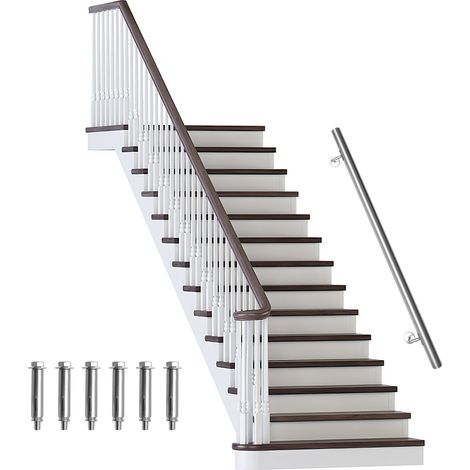 Jiubiaz Corrimano inox 110 cm Ø42 mm in acciaio inox 304, ringhiera a parete spazzolata per scale balcone terrazza interno esterno (1/5)