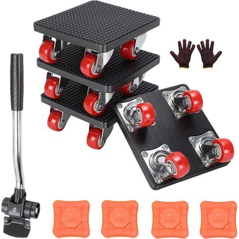 Furniture Lifting and Sliding Kit - 4 Casters, Heavy-Duty Casters, Appliance Moving Kit with Jack, Heavy-Duty Moving Dolly for Home or Office (1/5)