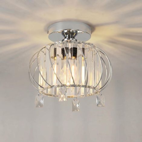 Silver Crystal Led Chandelier, E27 Corridor Ceiling Light, Interior Lighting Ø225 mm, for Kitchen, Small Bedroom, Dining Room (1/5)