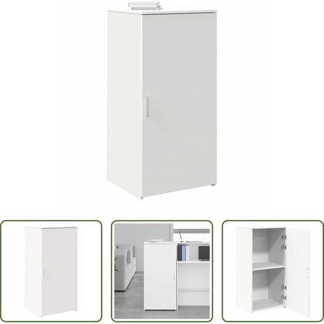 Bureau de réception - Armoire de rangement blanc 50x45x103,5 cm bois d'ingénierie (1/5)