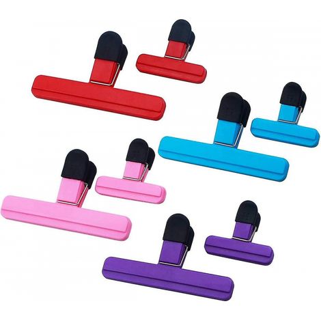 BEBUSINGOTO Pinzas para bolsas de papas fritas, pinzas grandes para sellar alimentos, abrazaderas de plástico resistentes y herméticas, colores surtidos (1/5)