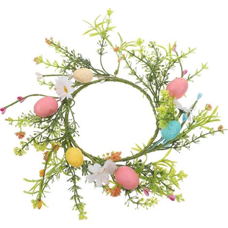 Couronnes de Pâques avec bougies, centre de table, 4 anneaux décoratifs printaniers (1/5)