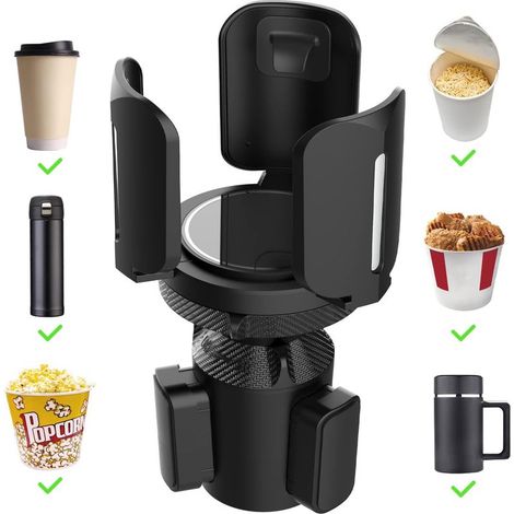 Porte Gobelets pour Auto Tout Purpose Car Cup Holder Adaptateur Expander Adjustable Base Multifunctional Voiture Tasse Boisson Porte-Boissons pour Voitures Canettes de Boisson Holder Noir (1/5)