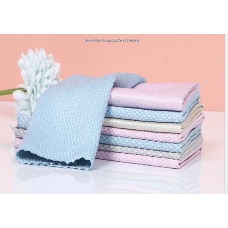Chiffon de nettoyage en microfibre effet écailles de poisson, réutilisable, pour le nettoyage ménager. (Couleur aléatoire, 30 x 40 cm)
