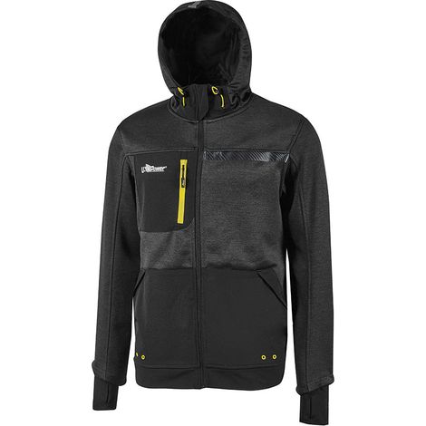 Felpa da lavoro ful zip morbida e traspirante polsini con foro passa pollice e foro orologio GALAXY U-POWER - XL