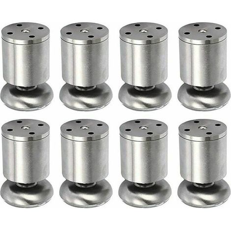 8 pcs Pieds de Meuble en Acier Inoxydable réglables en Hauteur, Pieds de Table, 50 x 80 mm, tapis en caoutchouc, sr et silencieux (1/4)