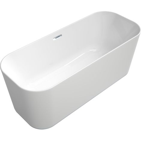 Baignoire Villeroy & Boch Finion Duo Quaryl UBQ177FIN7A100V2, 1700 x 700 mm, chromée, autoportante, robinet poussoir, débordement, anneau design - UBQ177FIN7A100V201 (1/5)