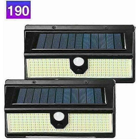 Lot de 2 lampes solaires d'extérieur à 190 LED avec détecteur de mouvement, étanches et sans fil, idéales pour le jardin.