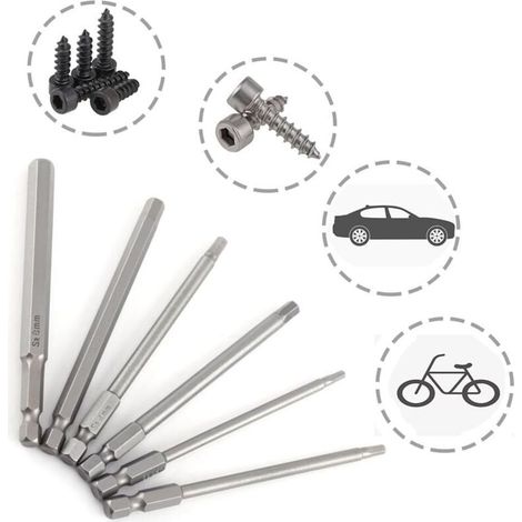 Juego de 6 puntas magnéticas de 100 mm y 1/4" - Destornillador hexagonal profesional (1/4)