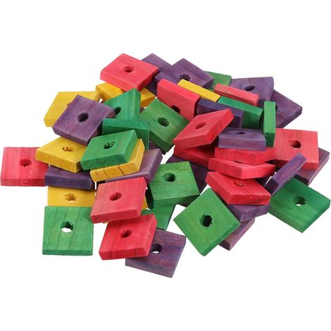 50 Pièces Jouet À Mâcher Pour Perroquet, Bois Naturel Coloré, Accessoire Cage Oiseau, Petit Perroquet (1/5)