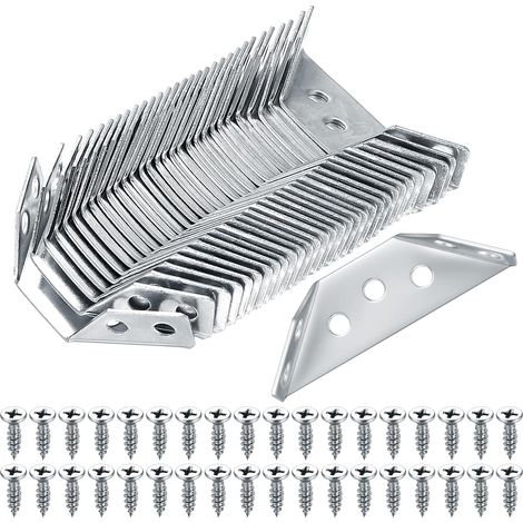 Conectores de esquina, 30 piezas de soportes de esquina, conectores de esquina universales de acero inoxidable, soportes de esquina triangulares para muebles, gabinetes, sillas y mesas.