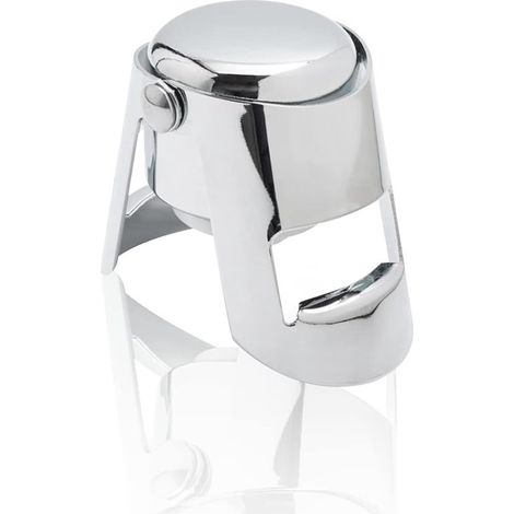Tapón de acero al carbono para botella de cava,Tapón de silicona hermético,Tapón de acero plateado para botella de cava (1/2)
