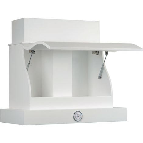Cappa cucina rustica bianca APRIBILE SAGOMATA con cornice in legno comprensivo di orologio cm 90 (1/2)