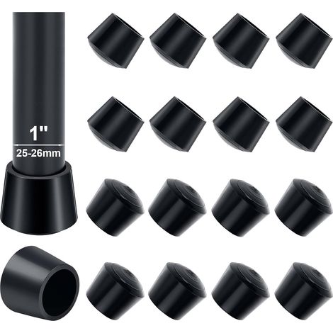 Embout De Chaise, 16pcs 25-26mm Embout Pied De Chaise Caoutchouc Embout Caoutchouc Chaise 25mm Diamètre Intérieur, pour Protéger Les Pieds de Table Éviter Les Rayures au Sol, Noir