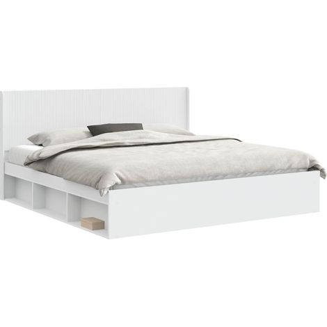 Bed Frame with Storage and Headboard White 200 x 200 cm vidaXL (1/5)