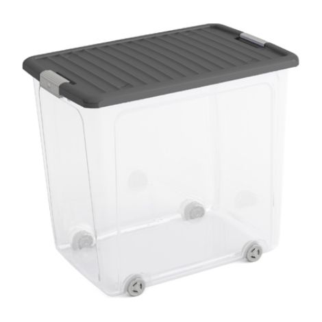 Contenitore portaoggetti W-BOX XL da 78 l su ruote, trasparente (1/5)