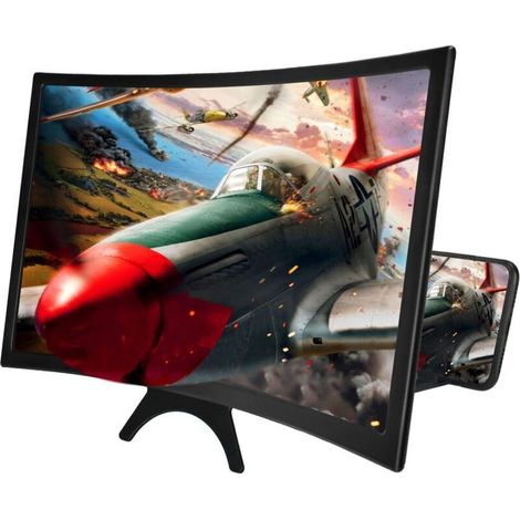 12" Smartphone Screen Magnifier, 3D HD Magnifying Amplifier with Curved Surface Design for Movies and Videos, Foldable Phone Stand Screen Magnifier for All Smartphones (1/4)