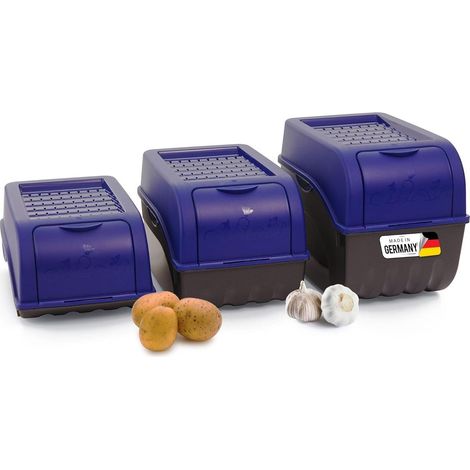 Ensemble 3 boîtes rangement pommes de terre 3,5L+5L+9L bleu marine